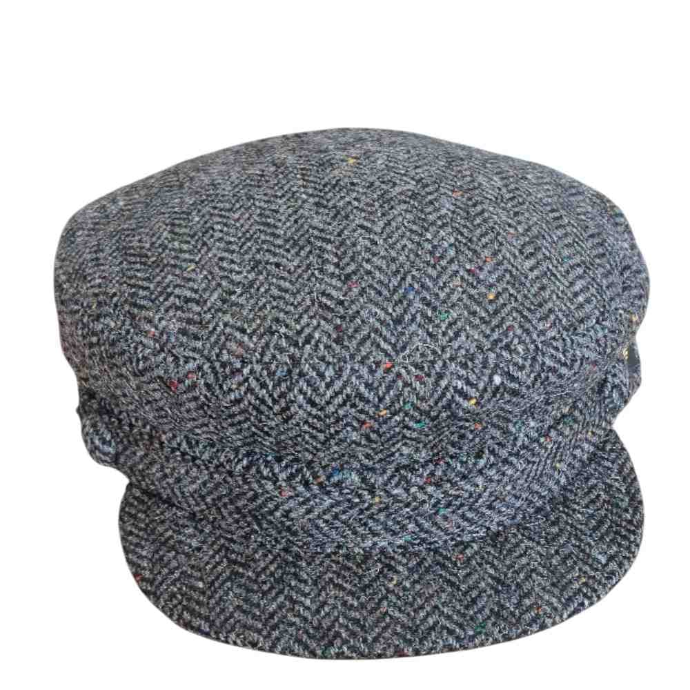 Charcoal Herringbone Donegal Tweed Skipper Hat - Donegal Tweed - Image 1