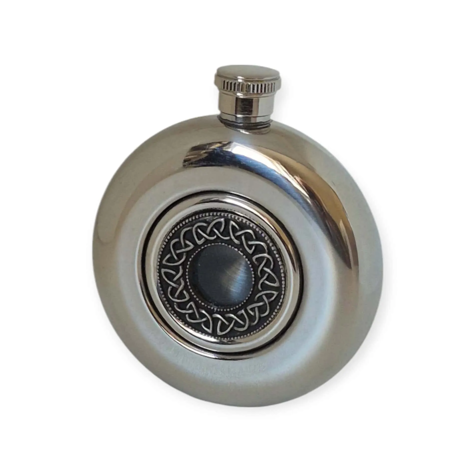 Round Irish Whiskey Hip Flask – Celtic Knot Design 5 oz - Irish Bar/Guinness - Image 1