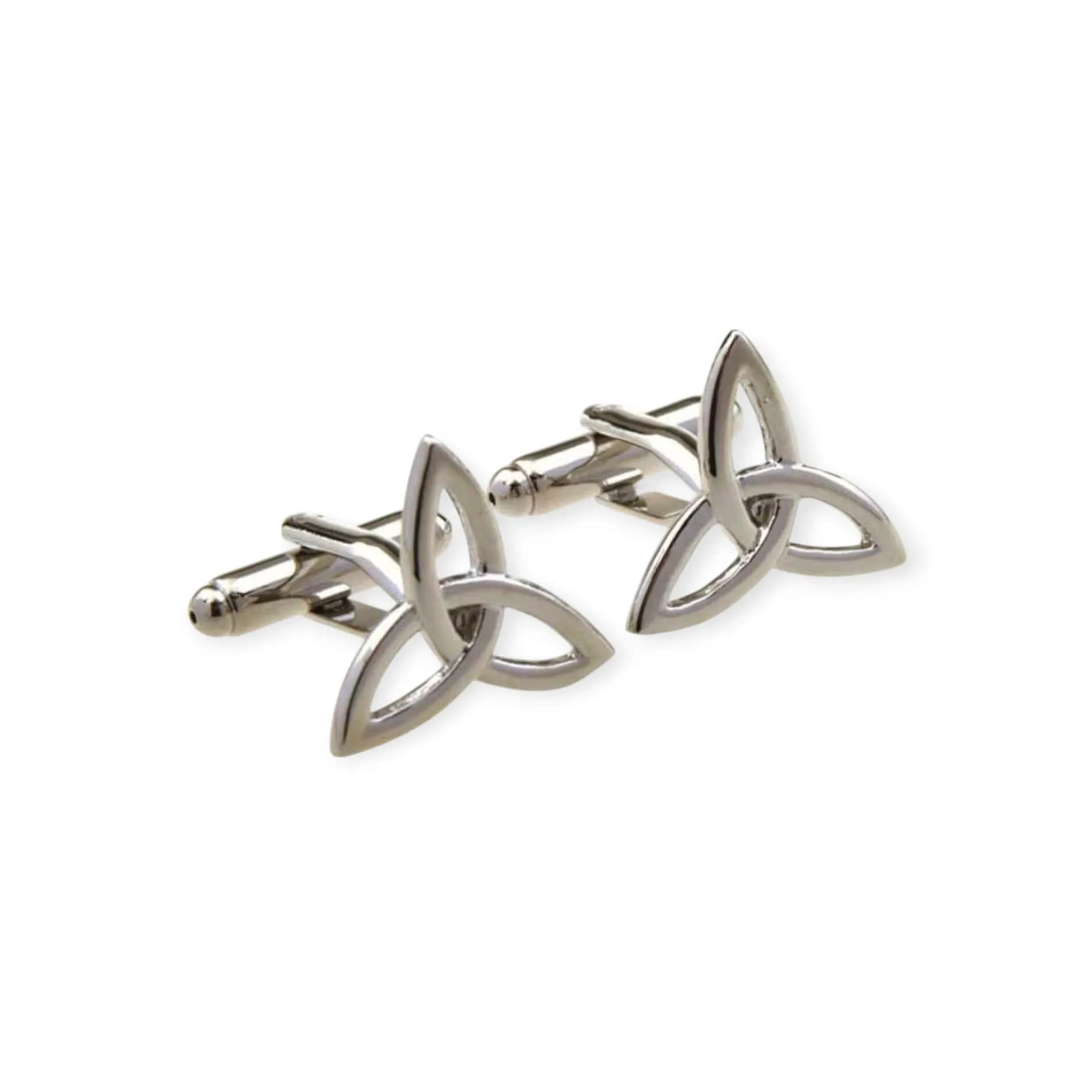Trinity Knot Cufflinks – Rhodium Plated Irish Gift - Irish Gifts - Image 1