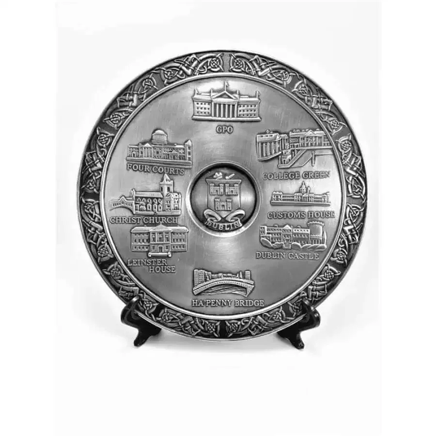 Scenes of Dublin Pewter Plaque – Handmade in Ireland - Decorative Bar Stuff - Image 1