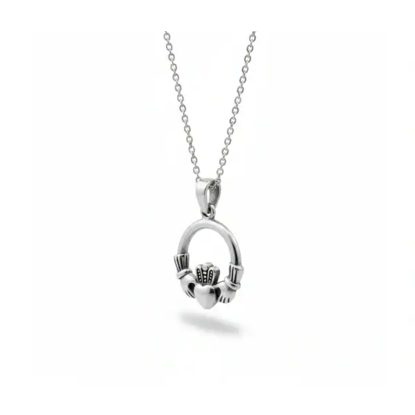 Sterling Silver Small Claddagh Pendant - Baby & Christening Gifts
