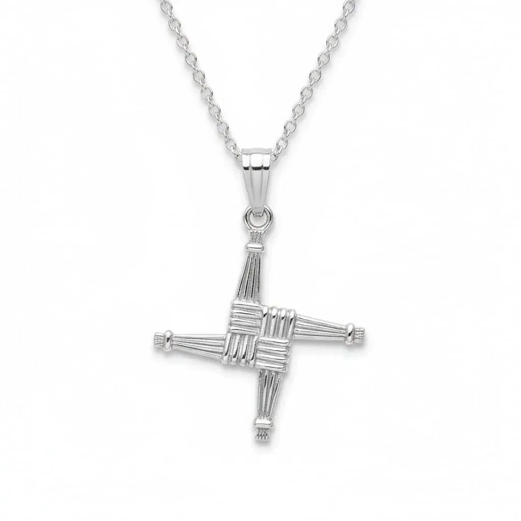Sterling Silver St. Brigid’s Cross Necklace – 18” Chain - Irish Gifts