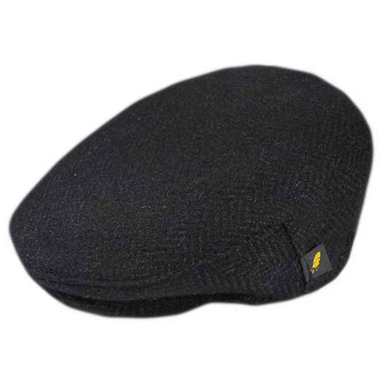 Donegal Tweed Flat Cap - Plain Black - Donegal Tweed - Image 1