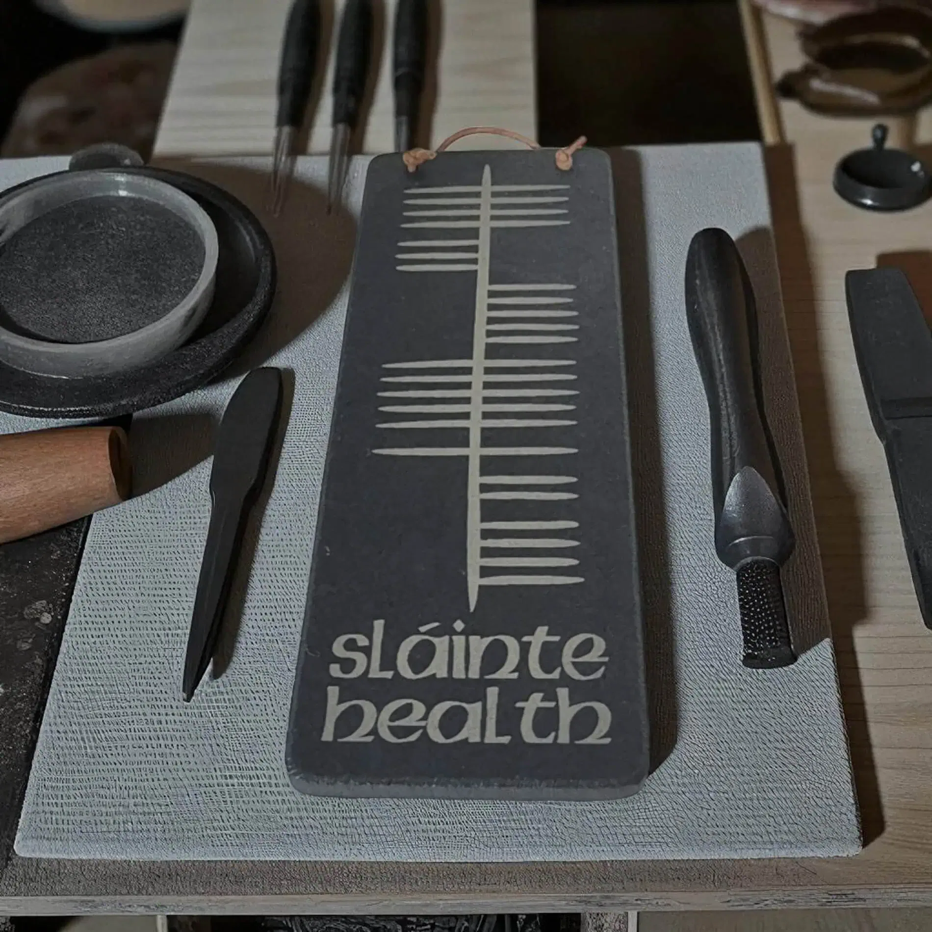 Irish Slate Ogham Plaque – Sláinte (Health) - Accessories