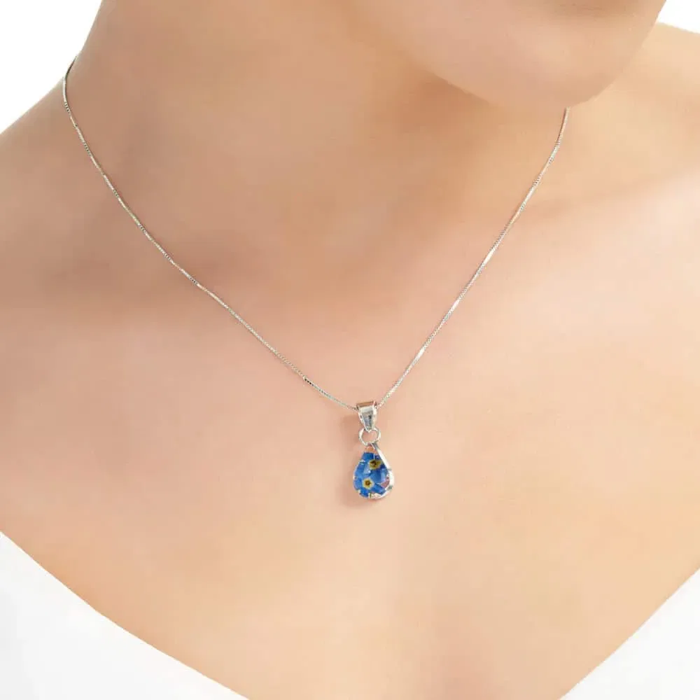 Shrieking Violet Forget-Me-Not Pendant – Silver Teardrop Design - Irish Gifts - Image 1