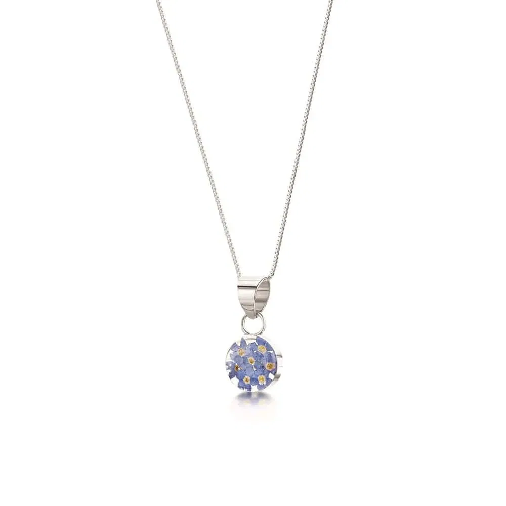 Real Flower Silver Pendant - Forget-Me-Nots - Small Circle - Irish Gifts - Image 7