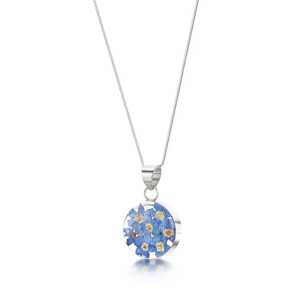 Shrieking Violet Forget-Me-Not Pendant – Silver Circle Design - Irish Gifts
