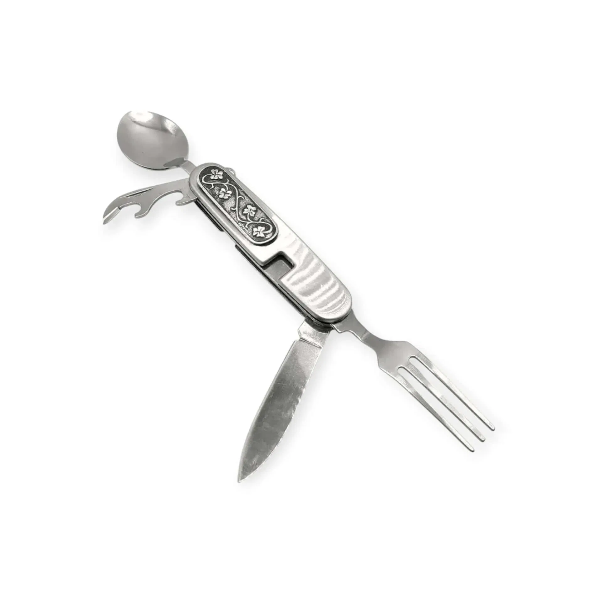 Shamrock Camping Tool – Handmade by Mullingar Pewter - Irish Bar/Guinness - Image 1