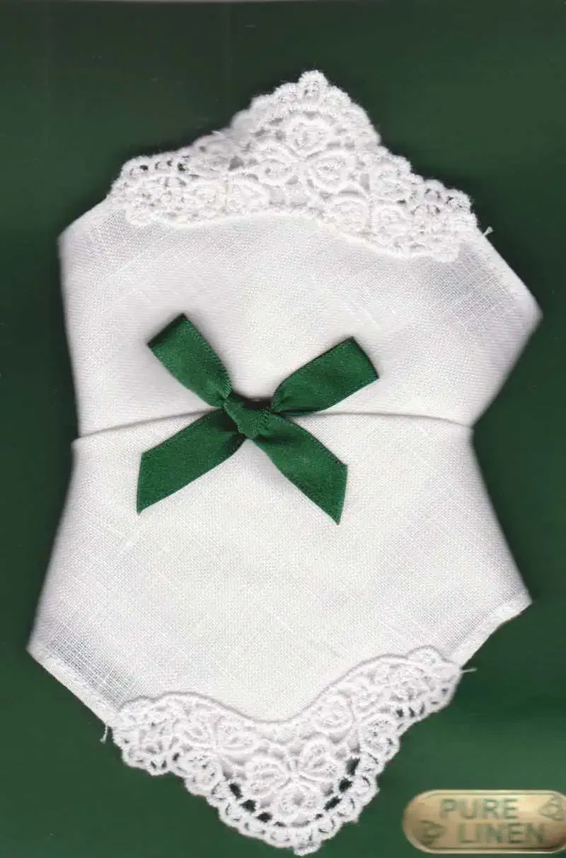 Women’s Irish Linen Handkerchiefs – Shamrock Lace 2 Pack - Baby & Christening Gifts - Image 1