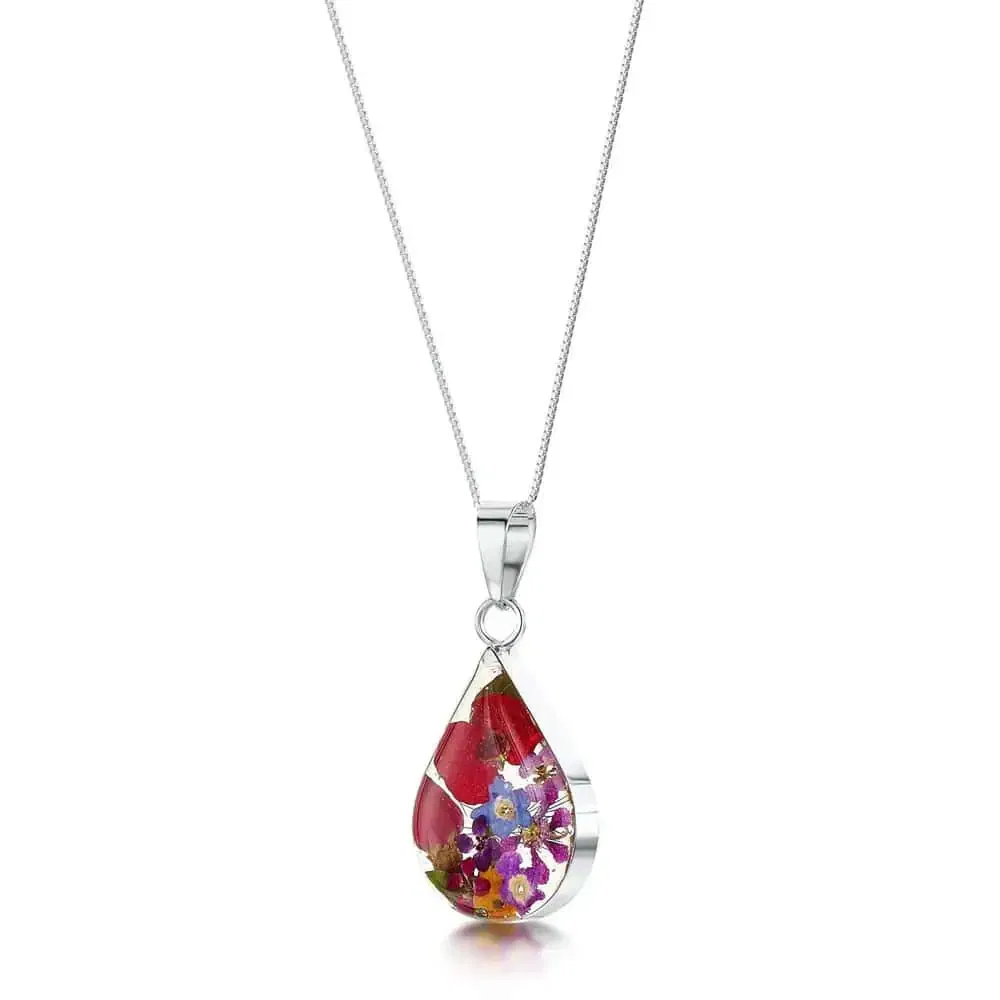 Shrieking Violet Mixed Flowers Teardrop Pendant - Real Flowers - Irish Gifts - Image 7