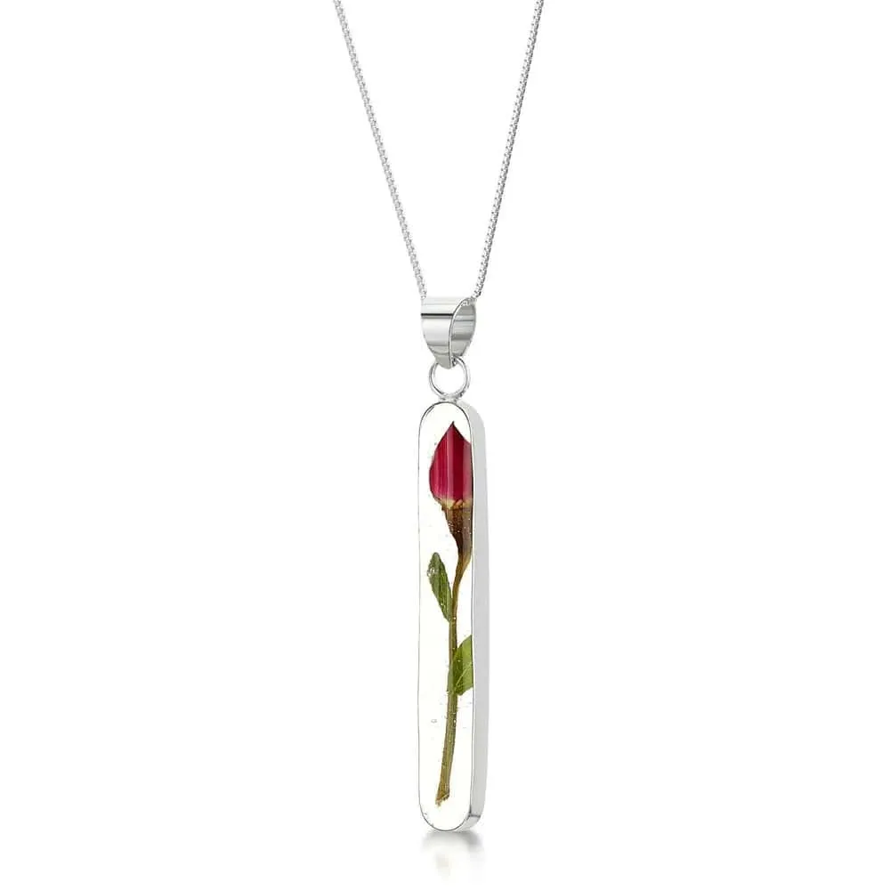 Shrieking Violet Red Rose Pendant – Real Flower in Silver - Irish Gifts