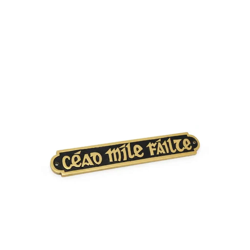 Brass Wall Plaque – “Céad Míle Fáilte” on Black Background - Irish Bar/Guinness
