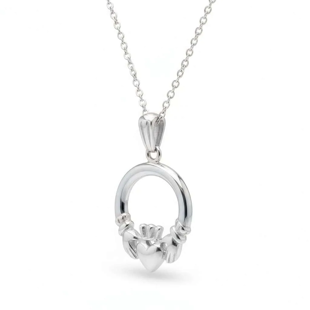 Small Sterling Silver Claddagh Pendant by Fadó Jewellers - Irish Gifts