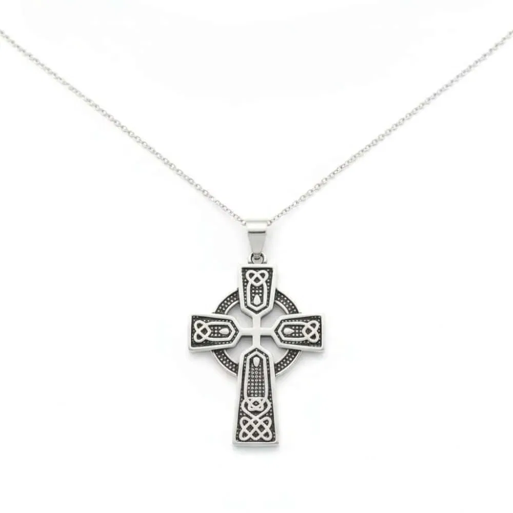 Sterling Silver Medium Celtic Cross with Knots - Irish Gifts